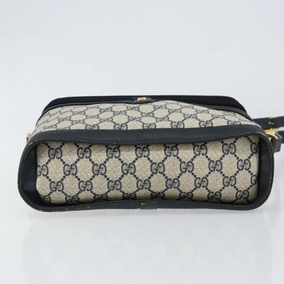 GUCCI GG Supreme Sherry Line Shoulder Bag PVC Navy Gold 904 02 069 Auth 148394 - Picture 8 of 16